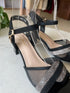 Rhinestone Embedded Open Toe Buckle Straps